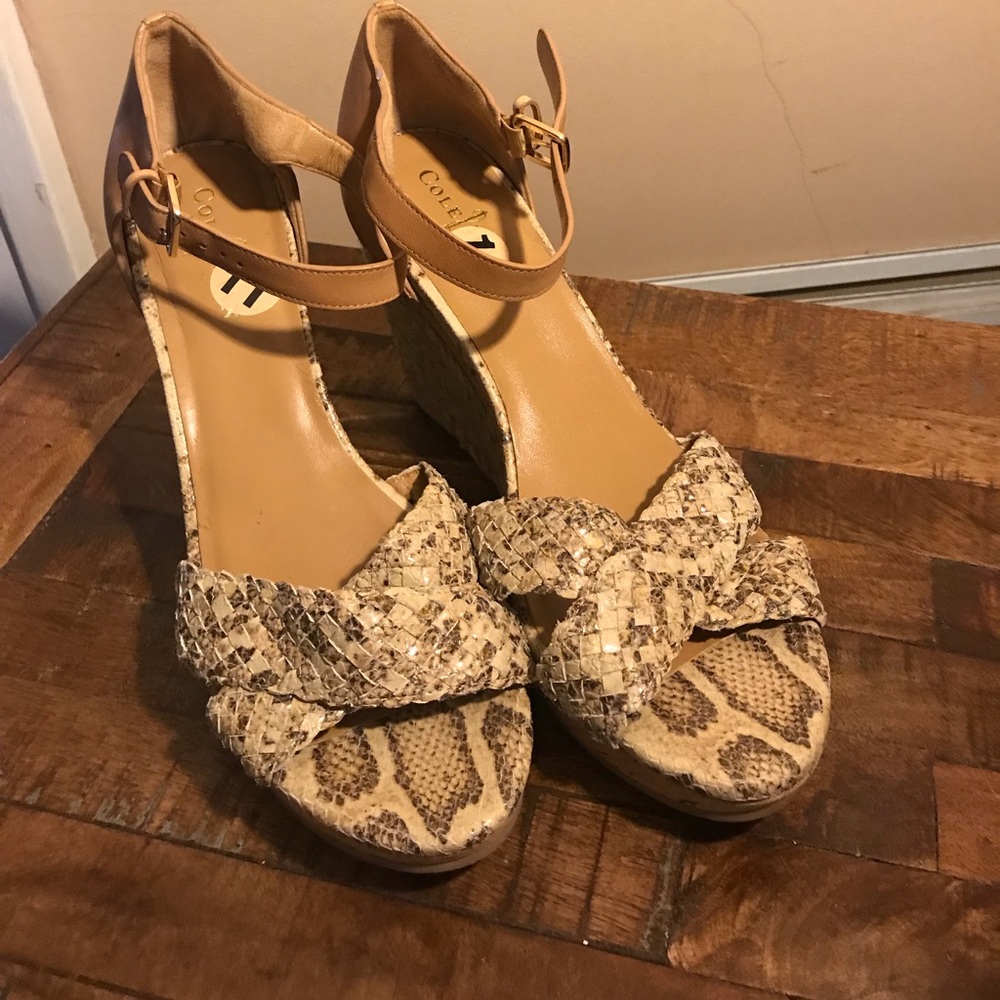 Cole Haan snake skin wedge espadrilles